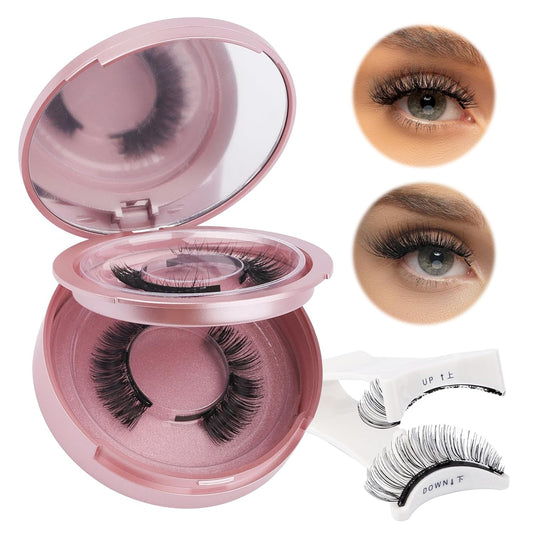 Magnetic Eyelashes, 2 Pairs 2 Style Reusable Magnetic Lashes without Eyeliner, No Glue Needed Natural False Eyelashes Durable Wispy Lashes with Applicator by  (K1+K2)